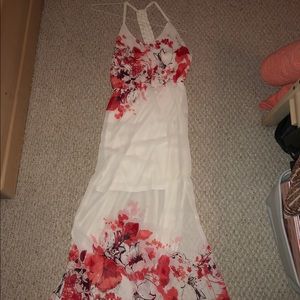 Charming Charlie White and Pink Floral Maxi Dress